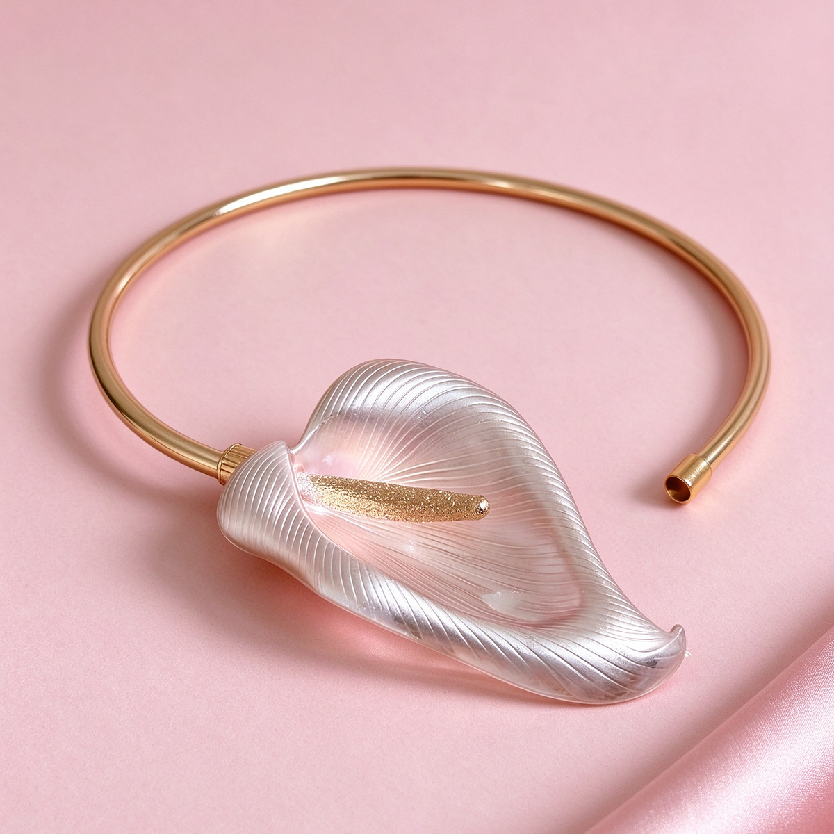 Large Calla Lily Choker Necklace | Gold Open Collar Statement Necklace