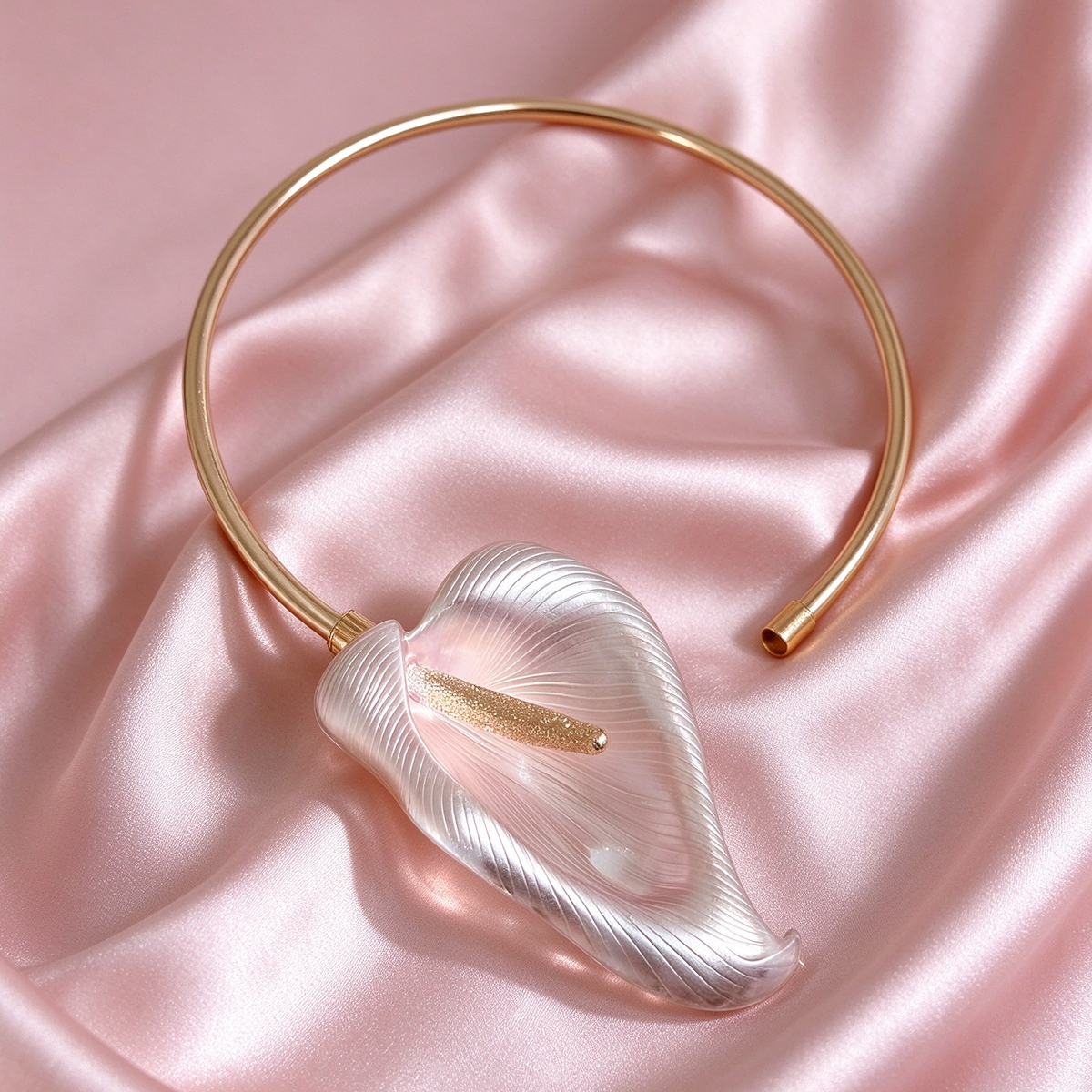Large Calla Lily Choker Necklace | Gold Open Collar Statement Necklace